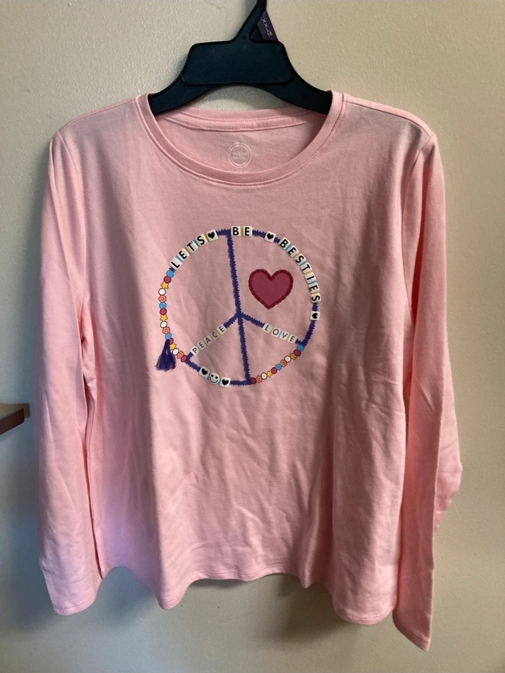 Wonder Nation 'LETS BE BESTIES' Peace Sign Kids Tshirt - XL 14-16